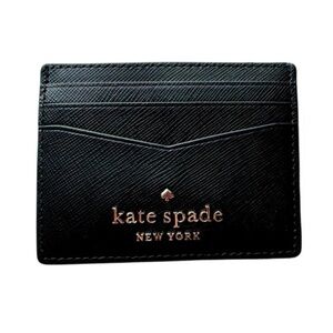 Kate Spade ♠️ Staci Small Slim Card Holder Wallet in Black Saffiano Leather